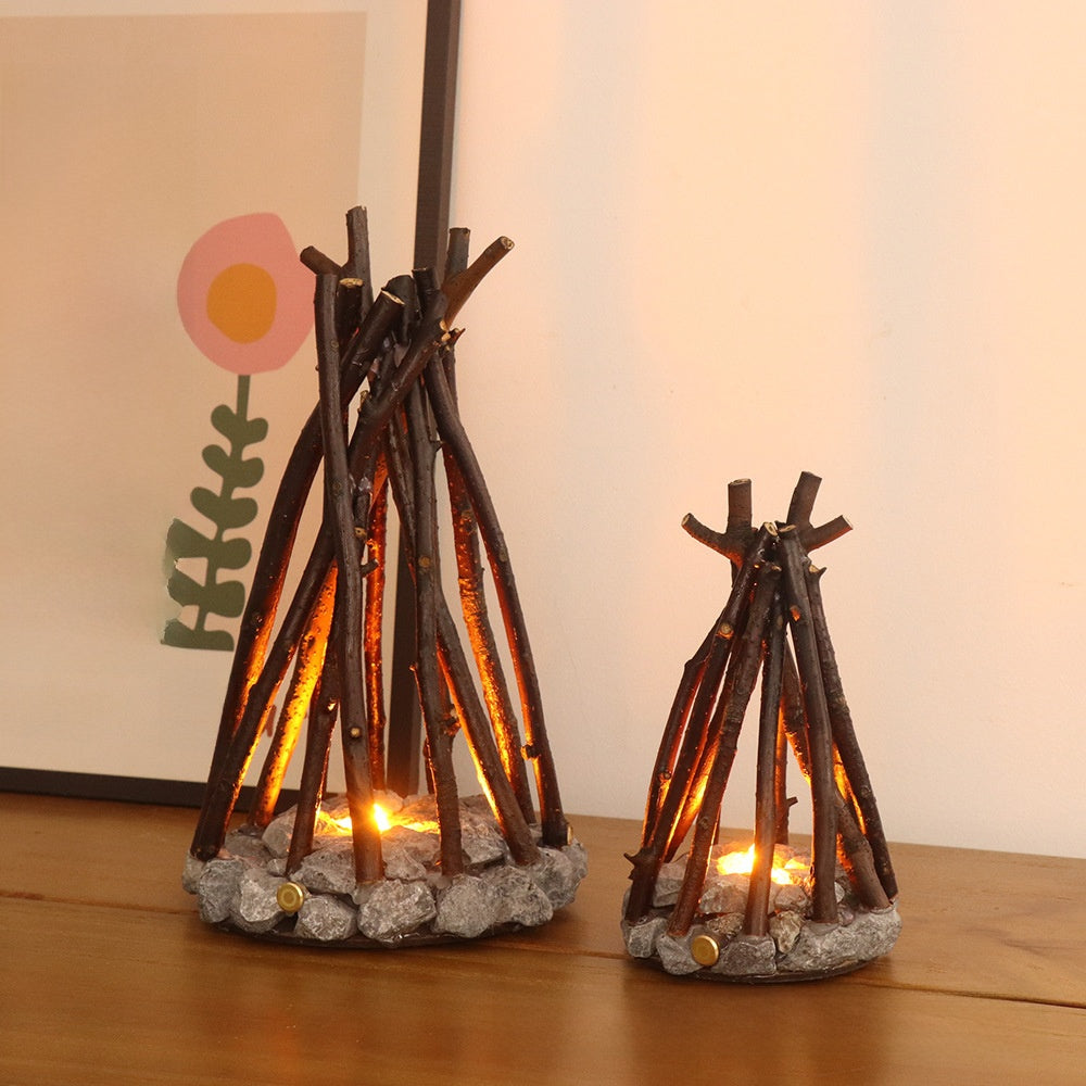 Luz nocturna recargable por USB con efecto de hoguera y ruido blanco