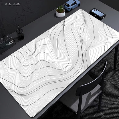 Alfombrilla Gamer XL CIFBUY – Diseño Topográfico Blanco y Negro, Perfecta para Shooters FPS y Óptima para Cualquier Ámbito