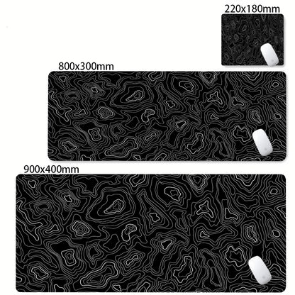 Alfombrilla Gamer XL CIFBUY – Diseño Topográfico Blanco y Negro, Perfecta para Shooters FPS y Óptima para Cualquier Ámbito