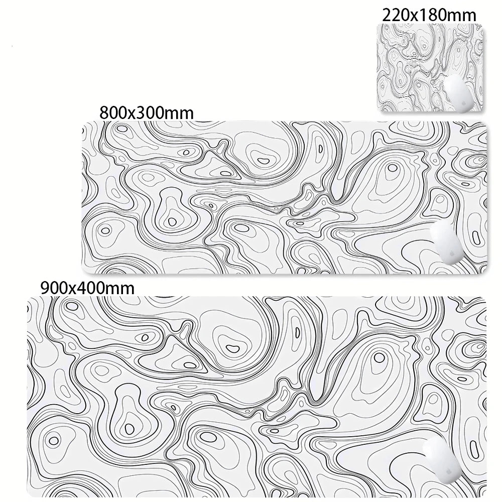 Alfombrilla Gamer XL CIFBUY – Diseño Topográfico Blanco y Negro, Perfecta para Shooters FPS y Óptima para Cualquier Ámbito