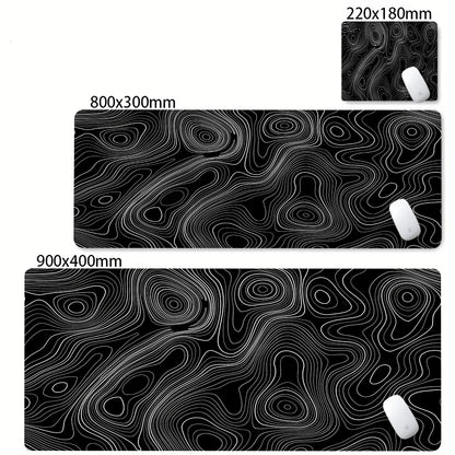Alfombrilla Gamer XL CIFBUY – Diseño Topográfico Blanco y Negro, Perfecta para Shooters FPS y Óptima para Cualquier Ámbito