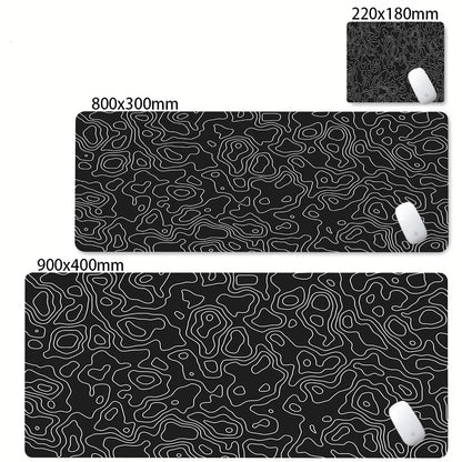 Alfombrilla Gamer XL CIFBUY – Diseño Topográfico Blanco y Negro, Perfecta para Shooters FPS y Óptima para Cualquier Ámbito