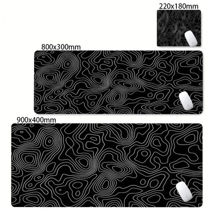 Alfombrilla Gamer XL CIFBUY – Diseño Topográfico Blanco y Negro, Perfecta para Shooters FPS y Óptima para Cualquier Ámbito