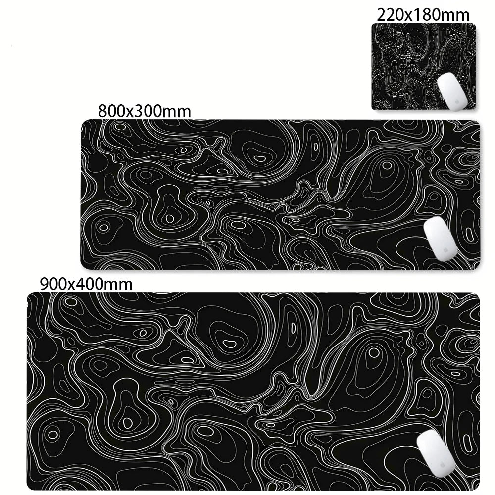 Alfombrilla Gamer XL CIFBUY – Diseño Topográfico Blanco y Negro, Perfecta para Shooters FPS y Óptima para Cualquier Ámbito