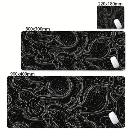 Alfombrilla Gamer XL CIFBUY – Diseño Topográfico Blanco y Negro, Perfecta para Shooters FPS y Óptima para Cualquier Ámbito