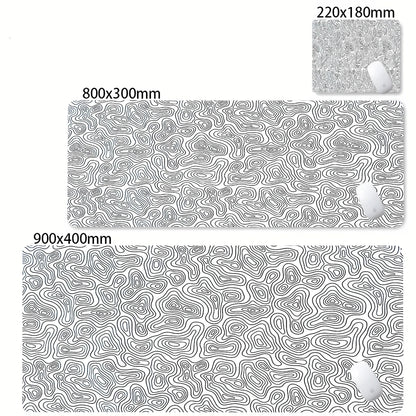Alfombrilla Gamer XL CIFBUY – Diseño Topográfico Blanco y Negro, Perfecta para Shooters FPS y Óptima para Cualquier Ámbito