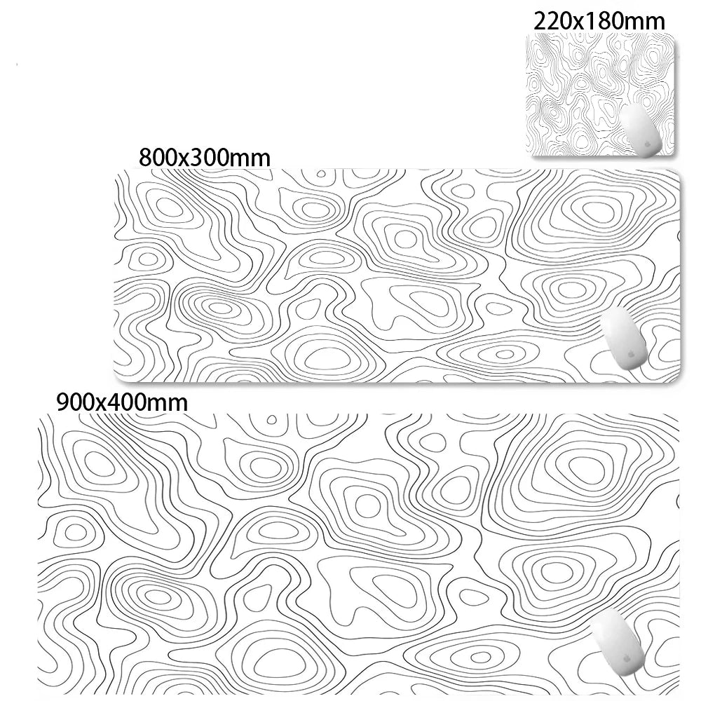 Alfombrilla Gamer XL CIFBUY – Diseño Topográfico Blanco y Negro, Perfecta para Shooters FPS y Óptima para Cualquier Ámbito