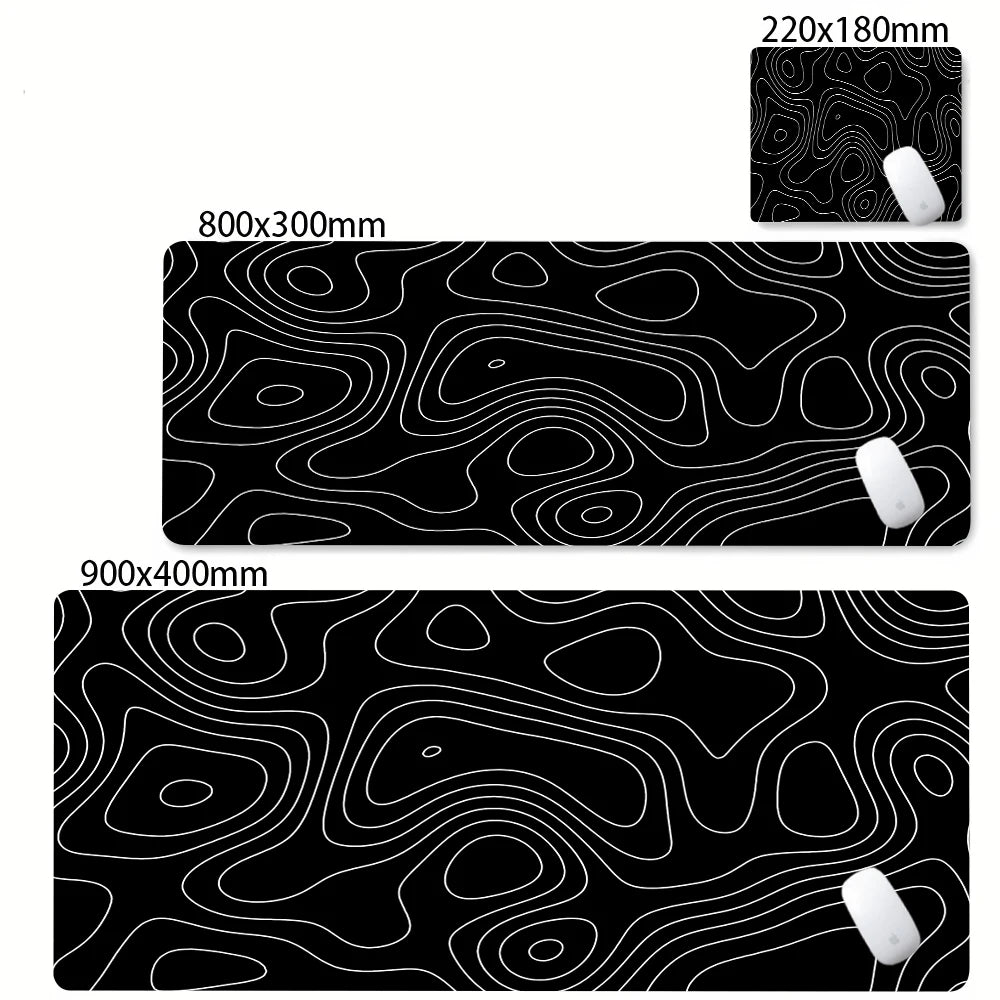 Alfombrilla Gamer XL CIFBUY – Diseño Topográfico Blanco y Negro, Perfecta para Shooters FPS y Óptima para Cualquier Ámbito
