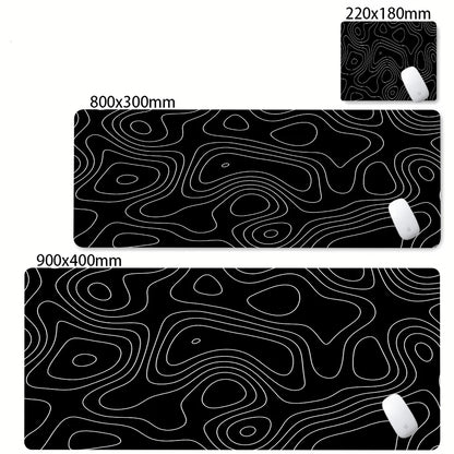 Alfombrilla Gamer XL CIFBUY – Diseño Topográfico Blanco y Negro, Perfecta para Shooters FPS y Óptima para Cualquier Ámbito