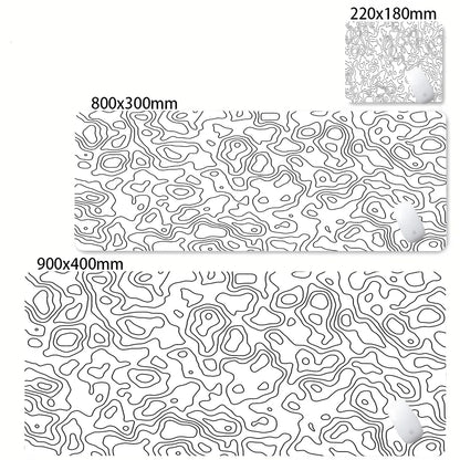 Alfombrilla Gamer XL CIFBUY – Diseño Topográfico Blanco y Negro, Perfecta para Shooters FPS y Óptima para Cualquier Ámbito