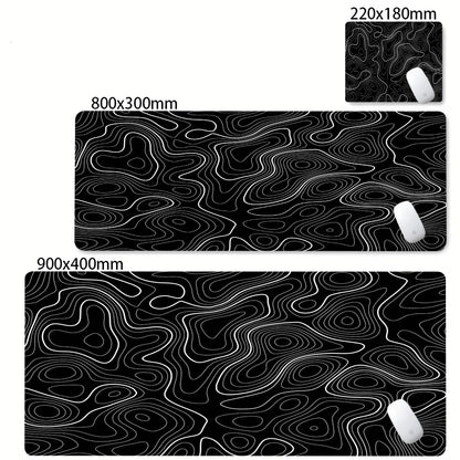 Alfombrilla Gamer XL CIFBUY – Diseño Topográfico Blanco y Negro, Perfecta para Shooters FPS y Óptima para Cualquier Ámbito